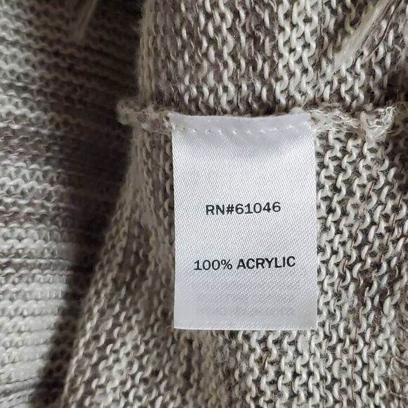 Vanity Women’s Medium Tan Knit Cardigan Fringe Hem Open Front Sweater USA Made - Picture 6 of 7